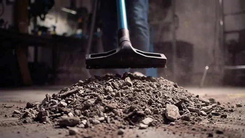 QazVortex Industrial Vacuum at Work: Stones, Fine Dust and Water